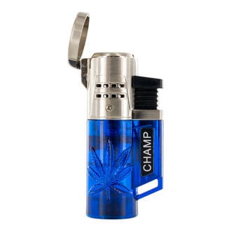 Encendedor soplete de bolsillo con doble llama y hoja de marihuana