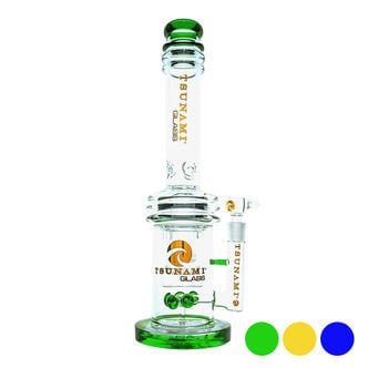 Bong Button Double Honeycomb Perc 16'' (Tsunami Glass)