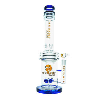 Bong Button Double Honeycomb Perc 16'' (Tsunami Glass)