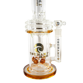 Bong Button Double Honeycomb Perc 16'' (Tsunami Glass)
