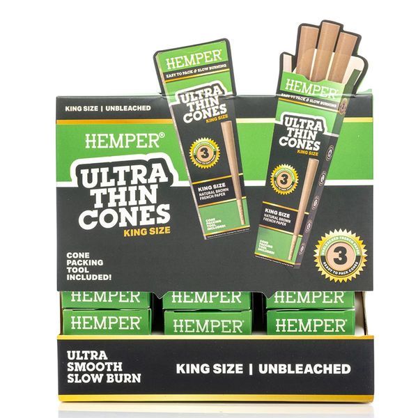 Ultra Thin Brown King Size Cones (Hemper) 3pk