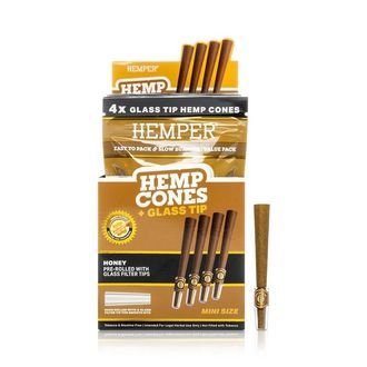 4 conos de cáñamo 1¼ + boquillas de vidrio (Hemper)