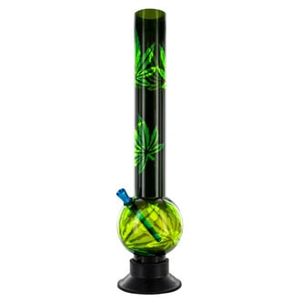 Bong acrílico negro con hojas
