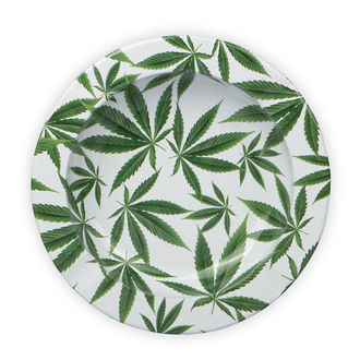 Cenicero Metálico Con Hojas De Marihuana