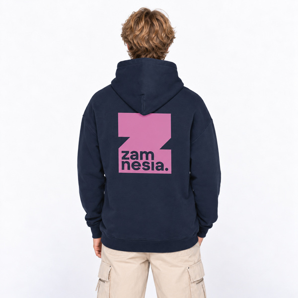 Hoodie navy - pink logo Zamnesia