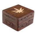 Caja Secreta de Madera con Hoja