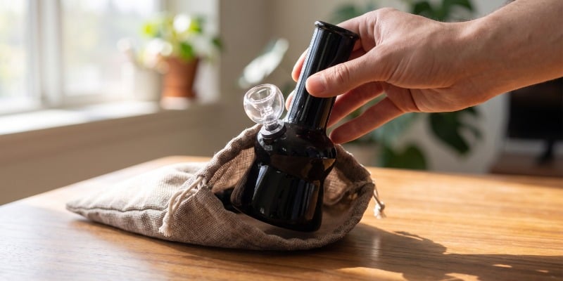 Mini bong de vidrio transparente