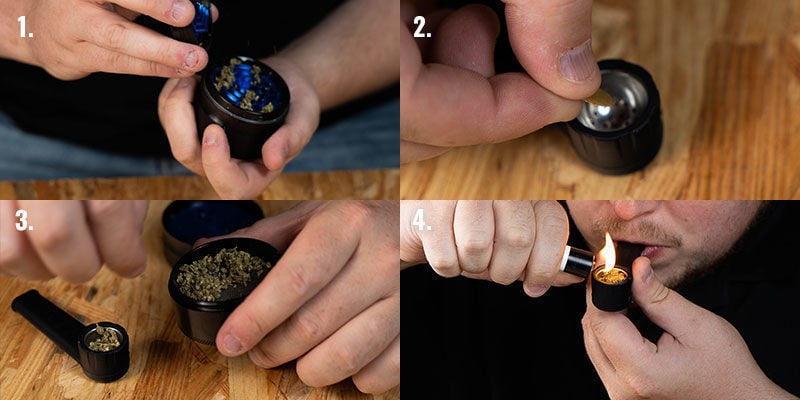 Smoking Cannabis From a Pipe, Step 1-4