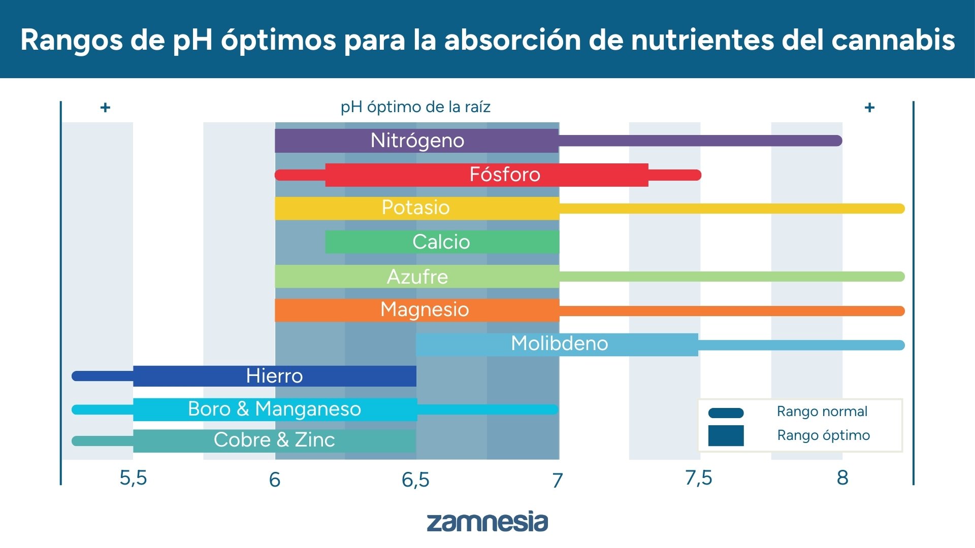 Rangos de pH óptimos para la absorción de nutrientes del cannabis