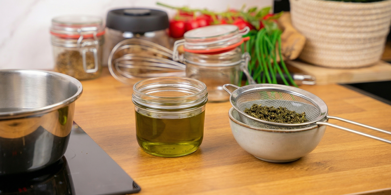 Prepara el aceite de oliva infusionado con cannabis Prepara el aceite de oliva infusionado con cannabis