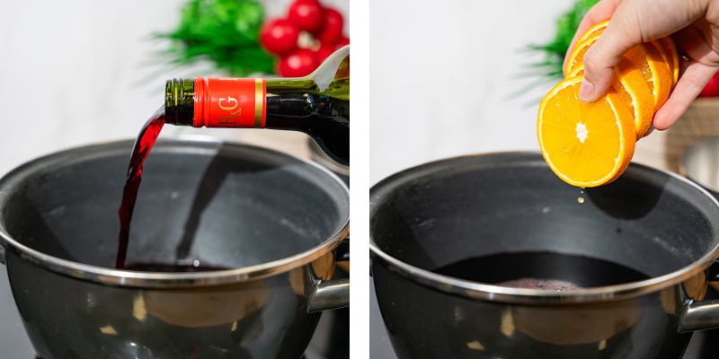 Vierte El Vino En Una Olla Grande Junto Con Todas Las Especias, El Cannabis Y Las Rodajas De Naranja